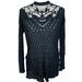 Free People Tops | Free People Black Lace Embellished Thermal Top | Color: Black | Size: Xs