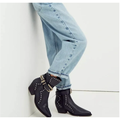 Free People Shoes | Free People Black Backstage Cowboy Boots Studded 37.5 New | Color: Black | Size: 37.5eu