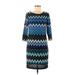 Studio One Casual Dress - Shift: Blue Print Dresses - Women's Size 6