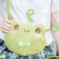 Sac à Bandoulière en Peluche à Motif de Grenouille Verte pour Femme Sacoche Décontractée