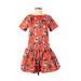 ASOS Casual Dress - Fit & Flare Crew Neck Short sleeves: Orange Print Dresses - Women's Size 2 Petite