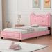 Cute Cat Ears Platform Bed Kids Cartoon Bed Frame-Twin, Pink