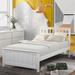 Classic Twin Size Platform Bed with Slat-Shaped Headboard and Footboard, Solid Pine Wood Bed with Wood Slats