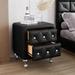 PU Upholstered Nightstand with 2 Drawers and Crystal Handle, Storage Bedside Table with Metal Legs for Bedroom