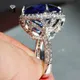 YaYI Jewelry Princess Cut 15*15mm Huge Blue Sapphire Zircon Silver Color Engagement Wedding Heart