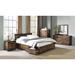 Rustic Oak Finish Eastern King Bed with Storage, Industrial Style, Metal Slats, 6 Drawers Included, No Box Spring Required