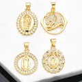 OCESRIO White Crystal Virgin Mary Necklace Pendant Bracelet Copper Gold Plated Medal Jewelry Making