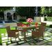HomeStock Urban Oasis 5Pc Outdoor-Furniture Brown Wicker Dining Set Includes A Patio Table And 4 Balcony Backyard Armchair With Linen Fabric Cushion
