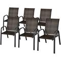 HBBOOMLIFE Stackable Dining Chairs Set of 6 Outdoor PE Wicker Patio Arm Chairs with Rustproof Steel Frame Stackable Bistro Deck Chairs for Backyard Garden and Poolside