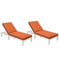 HomeStock Mediterranean Mingle Modern Outdoor White Chaise Lounge Chair With Cushions