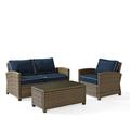 Maykoosh Baroque Beauty 3Pc Outdoor Wicker Conversation Set Sangria/Weathered Brown - Loveseat Arm Chair & Coffee Table