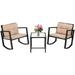 HBBOOMLIFE Patio Set of 3 Rocking Bistro Set Wicker Patio Sets Rattan Chair with Glass Coffee Table for Porch Yard Backyard or Bistro