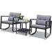 xrboomlife 3 Pieces Rocking Bistro Set Outdoor Patio Rocking Chairs with Coffee Table Rattan Wicker Conversation Set for Garden Lawn Backyard Balcony