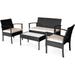 HBBOOMLIFE SUSIE S GARDEN Wicker Patio Set 4 Piece Outdoor Set Patio Conversation Sets with 2 Color Waterproof Cushion Covers Balcony Porch