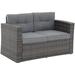 HBBOOMLIFE Outdoor Wicker Loveseat Sofa Patio Rattan 2-seat Couch with Cushions for Outside Balcony Porch Deck Garden Gray