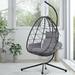 HBBOOMLIFE Egg Chair with Stand Patio Wicker Rattan Hanging Basket Egg Chair Indoor Outdoor Hammock Swing Chair with Cushions for Bedroom Garden 350lbs (Beige Without Stand)