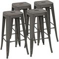 Metal Stools 24 Indoor Outdoor Stackable Barstools Modern Style Industrial Vintage Counter Stools Set of 4 (24 inch Black)