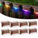 Solar Deck Lights LED Solar Step Lights Waterproof Solar Lights for Outdoor Railing Stairs Step Fence Yard Patio and Pathway Decoration Brown Shell-Colorful light 2PCS