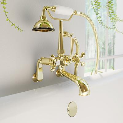 Randolph Morris Mason Hill Collection Clawfoot Tub Wall / Bathroom Wall Mount English Telephone Faucet with Handshower RMH321-PB