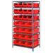 Quantum Storage Systems 268922RD 2475-950952 Steel Shelving with 24 24 in. Hulk Hopper Bins Red - 24 x 36 x 75 in.