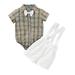 NZRVAWS Newborn Baby Boys Shorts Set 9 Months Boys Short Sleeve Plaid Button T-Shirt and Suspender Shorts Set Baby Boys Clothes 12 Months