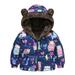 Fesfesfes Fuzzy Jacket for Girls Toddler Clothing Girls Fleece Lined Jacket Print Plush Thick Jacket Casual Winter Warm Hooded Jacket Saving Sale