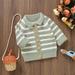 eczipvz Baby Boy Clothes Baby Girls Boys Long Sleeve Turn Collar Sweaters Warm Jacket Cotton Knit Striped (Green 0-3 Months)