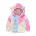 Fesfesfes Toddler Fleece Jackets Baby Boys Girls Flannel Jackets Solid Color Plush Coat Cute Hoodie Thick Coat Winter Jacket Holiday Saving