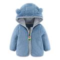 Baby Deals!Toddler Girls Fleece Jacket with Ears Winter Fleece Coat for Boys Warm Hood Coat Zip Up Teddy Coat Warm Winter Outwear Fleece Jacket for Toddler Girls Clearance 0-24 Months