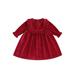 Asashitenel Kids Girl Christmas Dress Long Sleeves Velvet A-Line Party Dress for Toddler Baby Spring Clothes