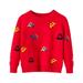 Bjutir Toddler Boys Girls Sweater Casual Tops Cartoon Cars Prints Sweater Long Sleeve Warm Knitted Pullover Knitwear Tops Sweater For 6-7 Years