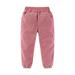 Fattazi Little/big Kids Fall And Winter Girls Solid Color Corduroy Elastic Waistband Ankles Pants With Pockets