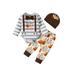 Asashitenel My First Thanksgiving Outfit Newborn Baby Boy Girl Long Sleeve Striped Romper Turkey Letters Print Pants with Hat