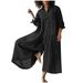 Herrnalise Women s Casual Jumpsuits Solid Color V Neck Sleeveless Lace Up High Waist Wide Leg Romper with Pocket For Black S