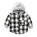 Toddler Boy Casual Cotton Coats Long Sleeve Hooded Plaid Shirt Coats