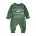 EHQJNJ Baby Girl Outfits Fall Girls Boys Christmas Winter Long Sleeve Jumpsuit Letter Print outwear Fall Clothes Green Print Baby Outfit Girl Baby Clothes For Girls 9-12 Months Clearance