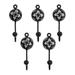 Flower Stars,'Five Floral Black and White Ceramic Coat Hooks from India'