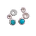 Silver Bubbles,'Turquoise and Sterling Silver Stud Earrings from Mexico'