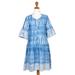 Cerulean Today,'Cerulean and Alabaster Cotton Batik Tunic Dress from Java'