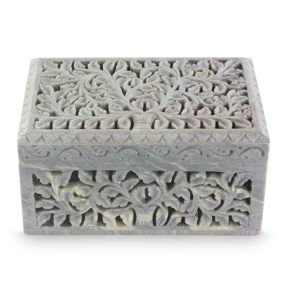 'Honeysuckle' - Hand Carved Jali Soapstone Jewelry Box