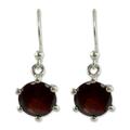 'Scarlet Solitaire' - Handcrafted Sterling Silver and Garnet Earrings