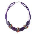 Icy Lavender,'Beaded Jewelry Quartz Statement Necklace Crafted by Hand'