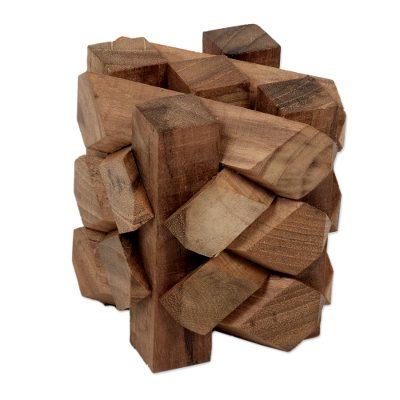 Bizarre,'Artisan Crafted Recycled Teak Wood Puzzle from Bali'