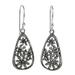 Floral Showers,'Artisan Crafted Antiqued Sterling Silver Flower Earrings'