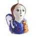 'Hand-Painted Whimsical Blue Musical Angel Ceramic Ornament'