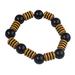 Modern Buzz,'Bold Black and Yellow Striped Recycled Bead Stretch Bracelet'