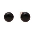 Gemstone Orbs,'Round Black Onyx Stud Earrings from India'