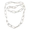 Bamboo Chain,'Bamboo Motif Link Necklace in Sterling Silver'