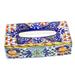 Cobalt Flowers,'Colorful Ceramic Tissue Box Cover'