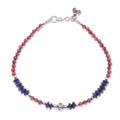 Bright Mind in Red,'Lapis Lazuli and Garnet Beaded Charm Bracelet'